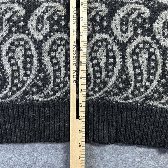 Vintage Cattivo Sweater Mens Medium Black Gray Paisley Shetland Wool Knit 80s - Picture 7 of 8